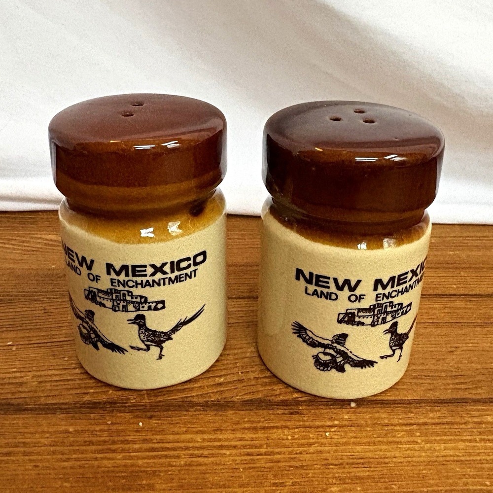 Vintage New Mexico Land of Enchantment Ceramic Salt & Pepper Shakers Set 3.5"